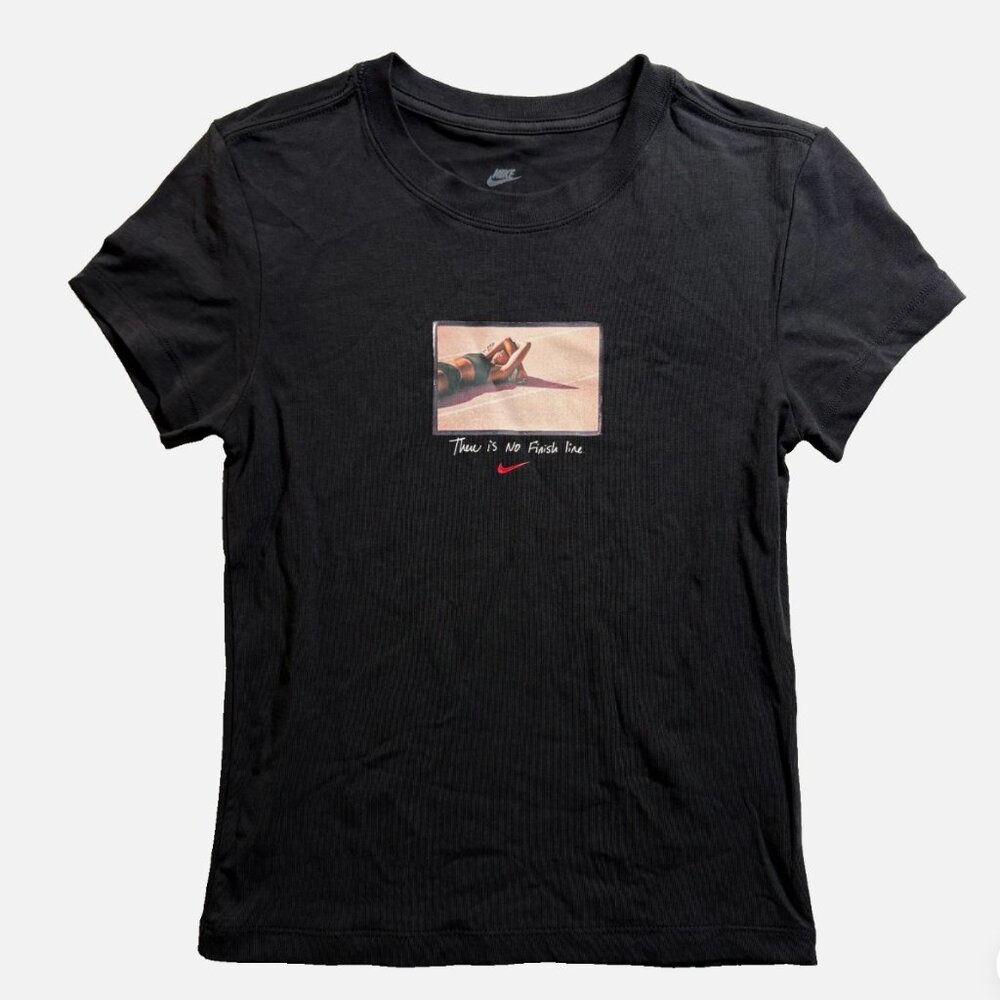 Nike Sportswear Women XS Chill Knit Cropped Tee Off Noir Graphic Tee Slim Fit